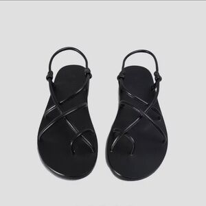 Black Leather Strappy Sandals